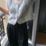 vegetable alpaca puff cardigan top(2colors)