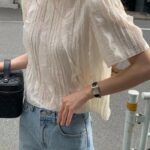 ［即納］ounce dreja half blouse(2colors)