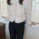 ［即納］mauve boa coat