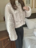 ［即納］mauve boa coat - 画像 (2)