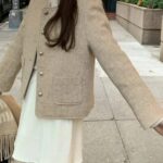 ounce round tweed quilting jacket(2colors)