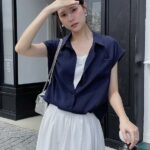 mock chiffon shirt with top(2colors)