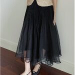 roma sheer tulle skirt(3color)