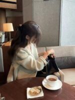 ounce elle hm baby alpaca no collar short jacket(2colors) - 画像 (7)