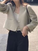ounce elle hm baby alpaca no collar short jacket(2colors) - 画像 (3)