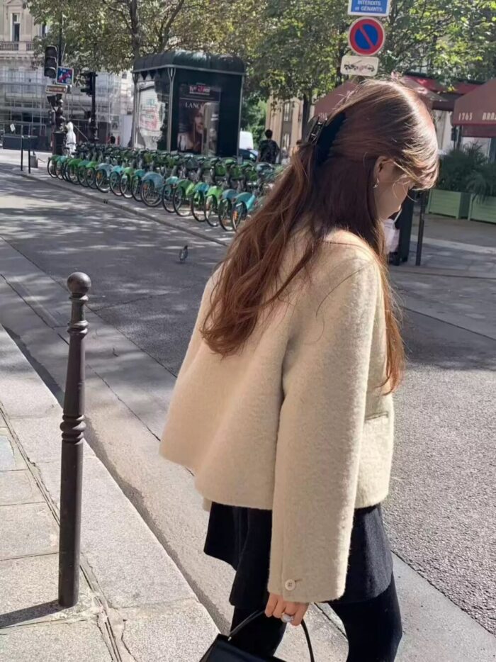 ounce elle hm baby alpaca no collar short jacket(2colors) - 画像 (10)
