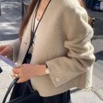 ounce elle hm baby alpaca no collar short jacket(2colors)