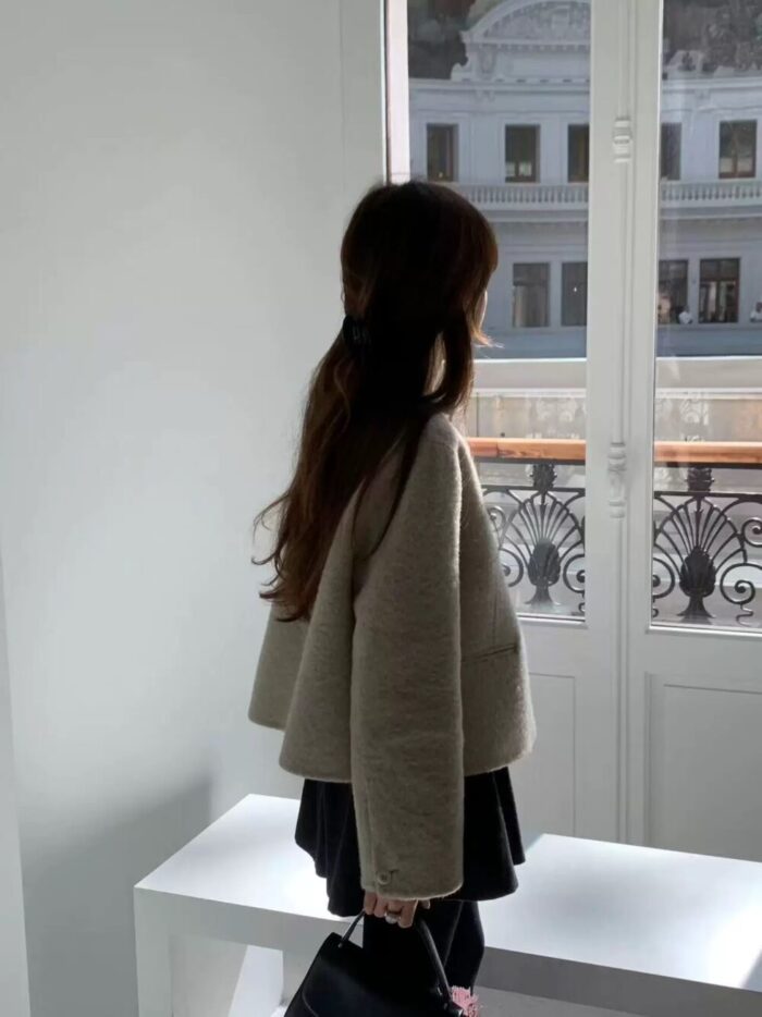 ounce elle hm baby alpaca no collar short jacket(2colors) - 画像 (13)
