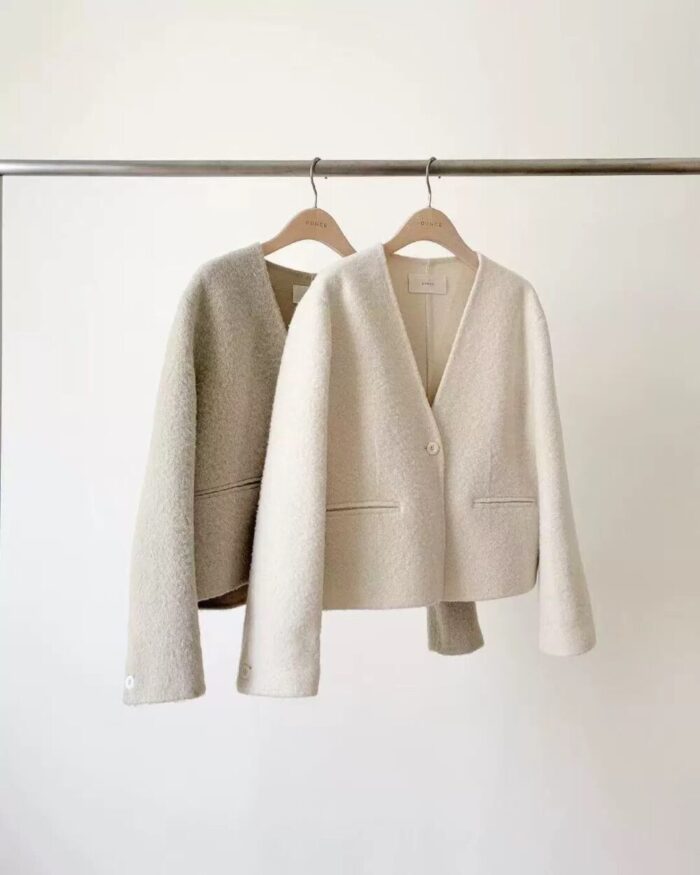 ounce elle hm baby alpaca no collar short jacket(2colors) - 画像 (18)