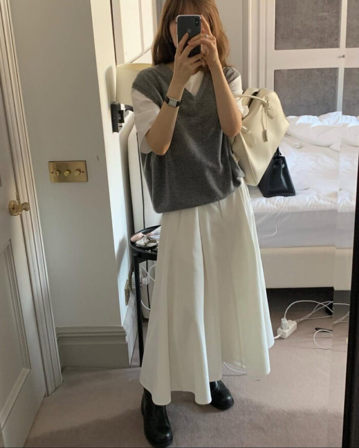 ounce pintuck flare skirt(2colors) - 画像 (5)
