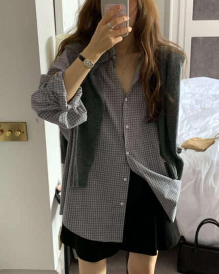 ounce marron check shirt(2colors)