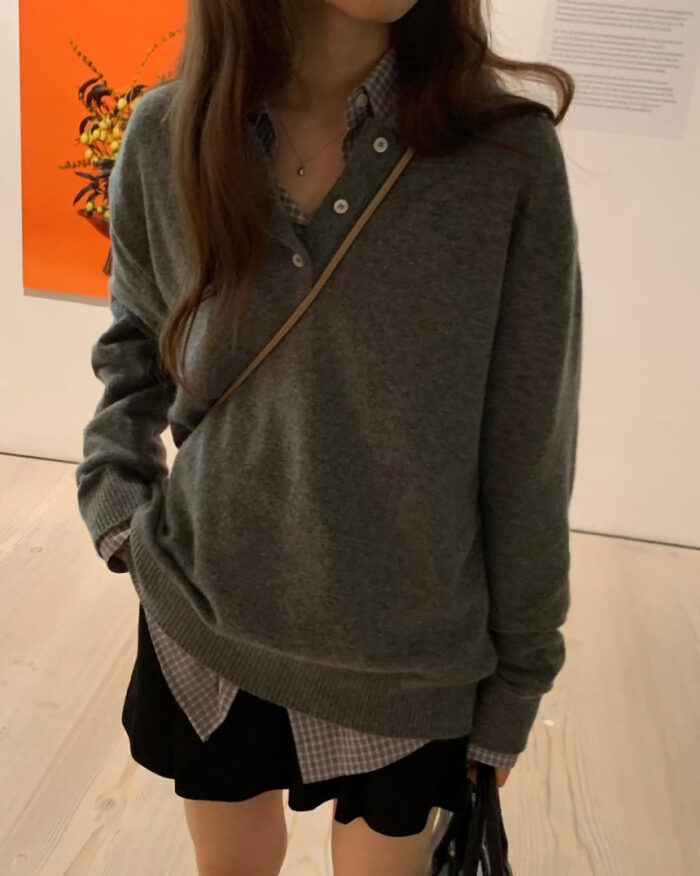 ounce cashmere collar wholega knit(3colors) - 画像 (15)