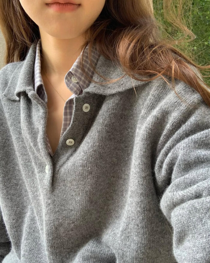ounce cashmere collar wholega knit(3colors) - 画像 (3)