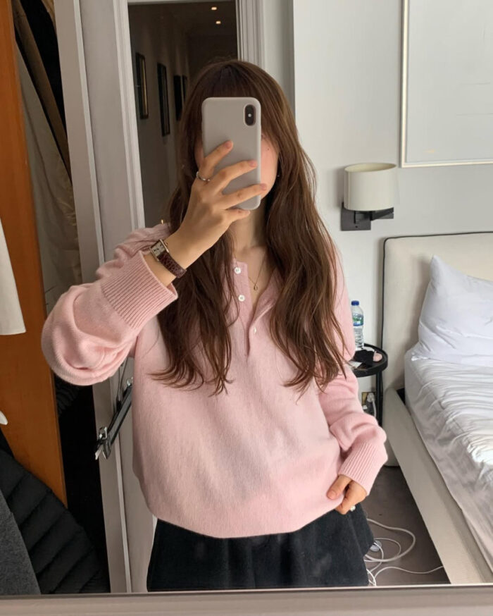 ounce cashmere collar wholega knit(3colors) - 画像 (4)