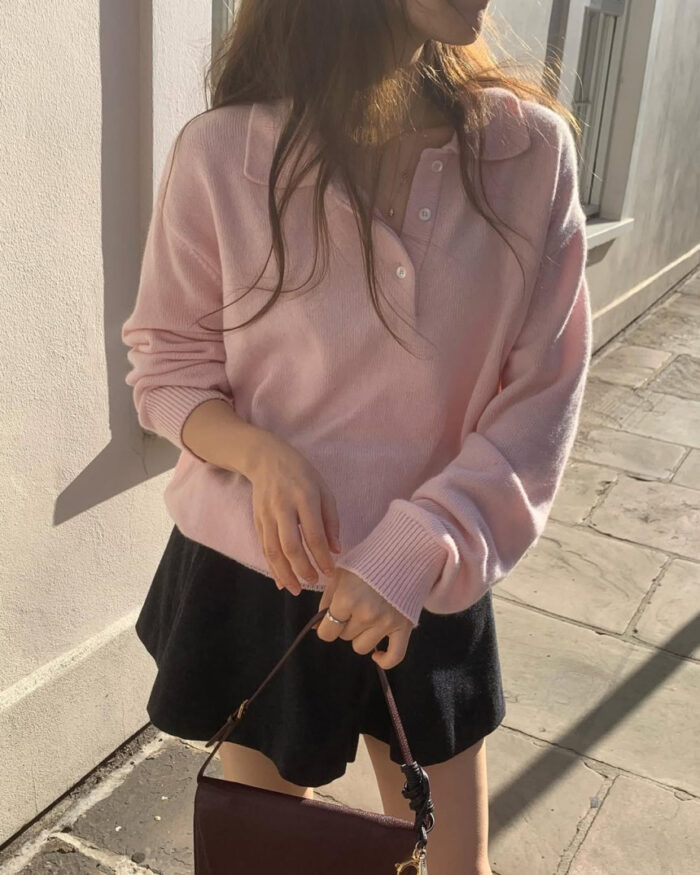 ounce cashmere collar wholega knit(3colors) - 画像 (5)