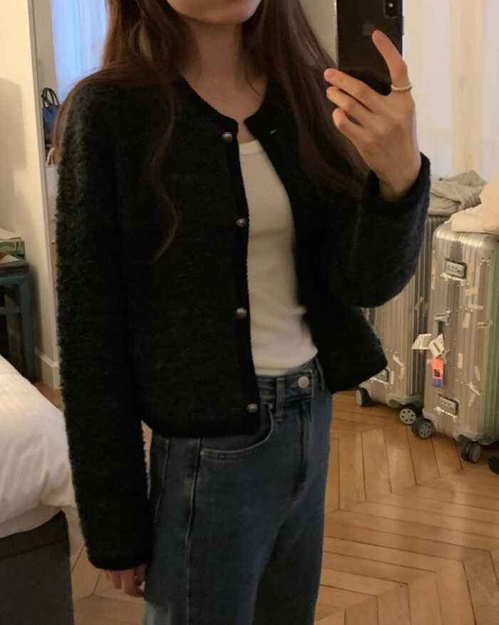 ounce alpaca tweed cardigan(2colors) - 画像 (2)