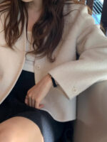 ounce elle hm baby alpaca no collar short jacket(2colors) - 画像 (2)