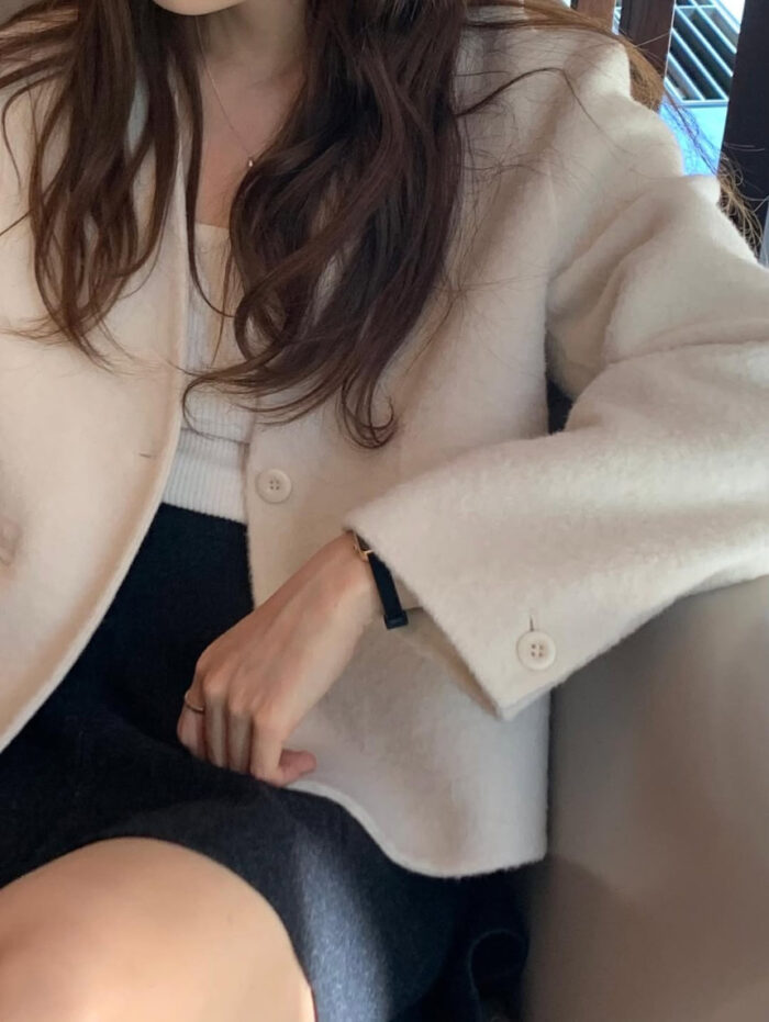 ounce elle hm baby alpaca no collar short jacket(2colors) - 画像 (2)