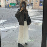 ounce jacquard shirring skirt