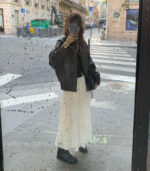 ounce jacquard shirring skirt
