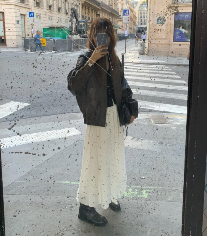 ounce jacquard shirring skirt - 画像 (1)
