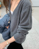 ounce lage deep V-neck knit(3colors) - 画像 (5)