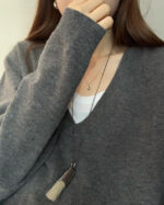 ounce lage deep V-neck knit(3colors) - 画像 (7)