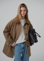 The Barnnet Corduroy Collar Herringbone Short Coat(2colors) - 画像 (3)